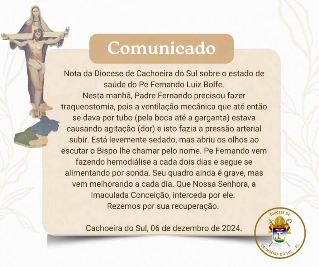 1000749954-1024x858 Padre Fernando Luiz Bolfe passa por traqueostomia e apresenta sinais de melhora gradual